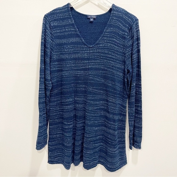 J. Jill PureJill Indigo Printed Tunic Top Blue V-Neck Medium - Picture 1 of 8